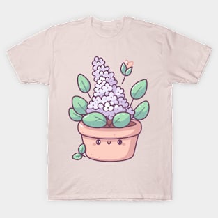 Cute Purple Hyacinth in a Pot | Kawaii House Plant Design for Plant Lovers T-Shirt